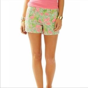 Lilly Pulitzer Resort White Hot Wings Walsh Shorts Flamingos Size 00 EUC